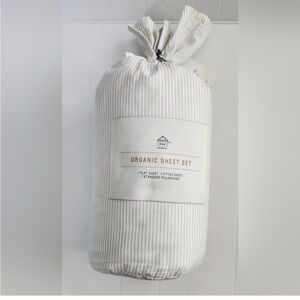 hearth & hand with magnolia organic sheet set mini stripe taupe twin